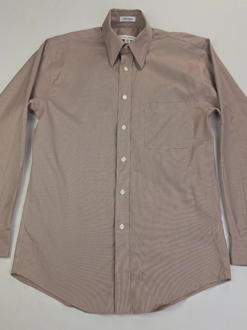 Joseph Feiss Non Iron Mens Sz 14.25 32-33 Oatmeal Brown Long Sleeve Cotton Shirt